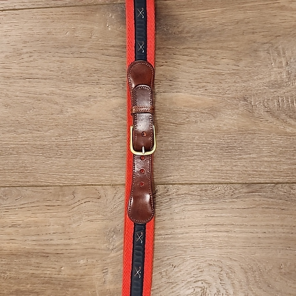 Vtg Trafalgar Ribbon Belt Golf Clubs Classic Preppy Country Club Men's size 30